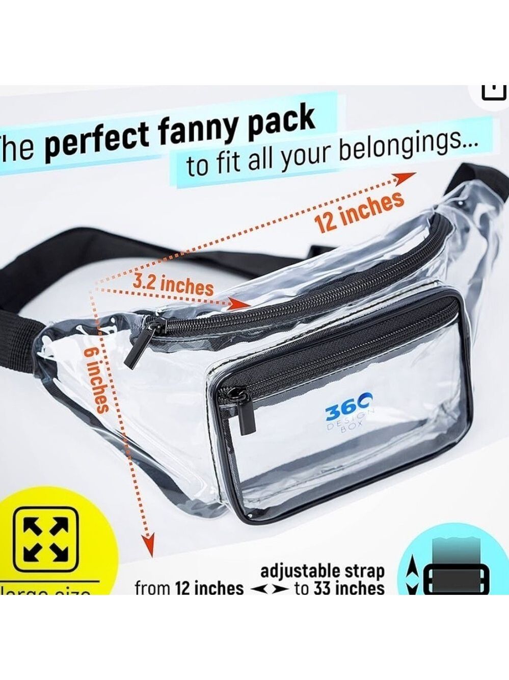 Clear Fanny Pack 💗Stadium Approved | Clear Bag for Concerts - Picture 2 of 4
